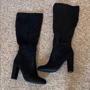 Black suede boots
